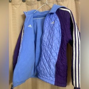 Girls Adidas reversible, hooded coat, very good condition. Size L